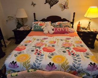 Ethan Allen Georgian Court Cherry Bed frame with headboard and footboard, good condition. $250 Ethan Allen suite available for combined discount as a set for $800.