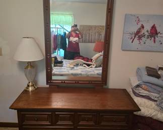 Bassett Furniture 8 drawer dresser w/mirror, good condition. $300 Bassett Suite available for combined discount as a set for $750.