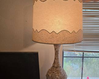 Mid-Century Modern table lamp with brass base, excellent condition. $400