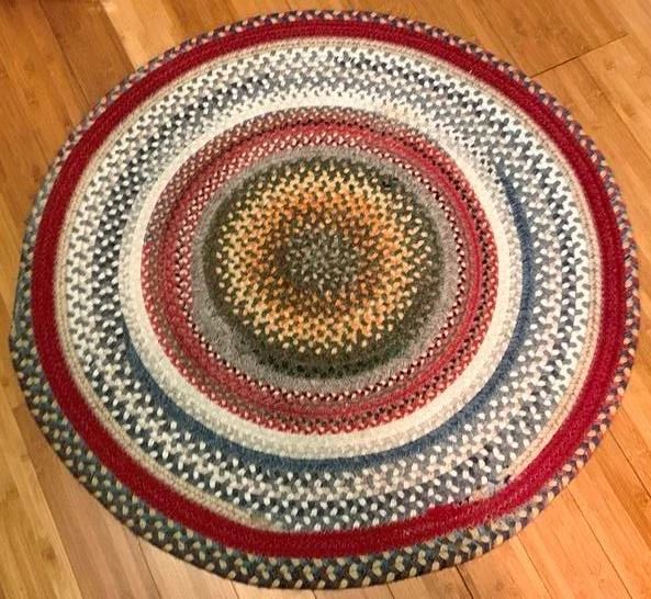 1 - Vintage Round Braided Rug 36"