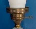 117 - Opalescent Lamp 25" Tall You are buying a used as-is electric/electronic item. We do not guarantee all components are present, and if it is not expressly stated, it is untested.