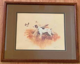 165 - Framed Bird Dog Print 17 x 21