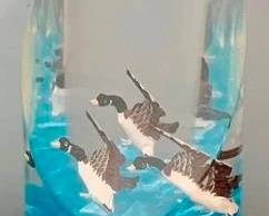 277 - Lucite Paperweight w/ Ducks 9"