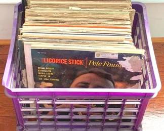 140 - Plastic Crate w/ LP Records
