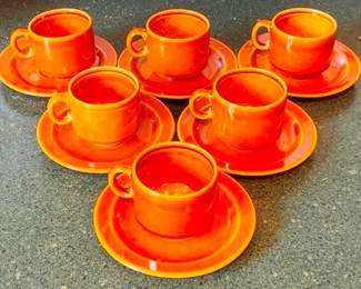 403 - 6 Pagnossin Earthenware Cups & Saucers