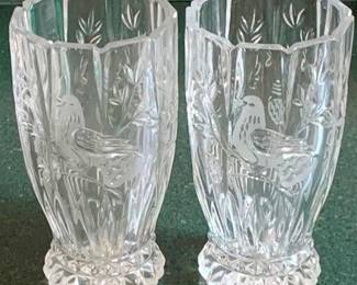 330 - Pair 8" Vases w/ Birds