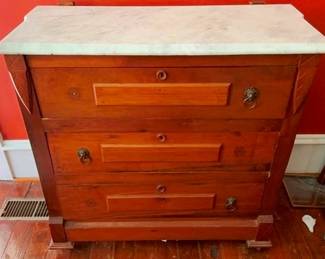 527 - Marble Top Dresser, as is 36 x 36 x 16