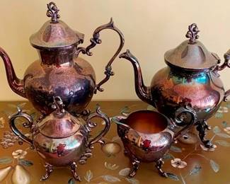 358 - Silver Plate 4 pc Tea Set