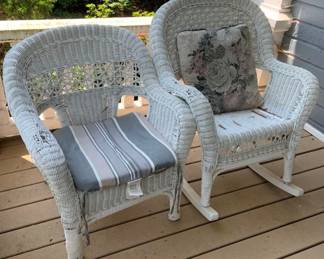 57 - Wicker Chair & Rocker 38 x 29 x 20