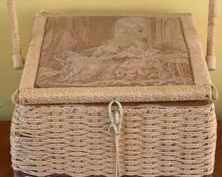 74 - Vintage Sewing Basket 8 x 10 x 10