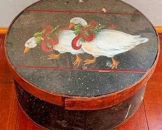298 - Painted Wood Round Box 8 x 16