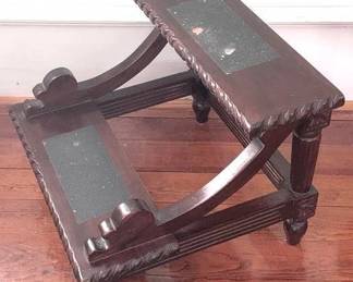41 - Mahogany Carved Bed Steps 15 x 20 x 17