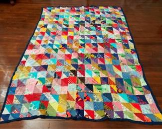 220 - Hand Stitched Quilt 72 x 65 some wear