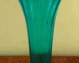 75 - Vintage Blue Glass Vase 15" Tall