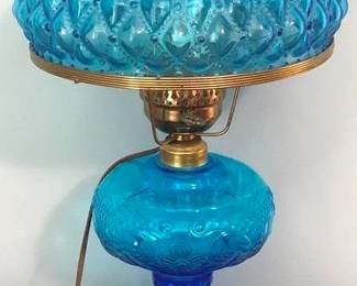 7 - Princess Feather Blue Glass Electric Lamp 18" Tall You are buying a used as-is electric/electronic item. We do not guarantee all components are present, and if it is not expressly stated, it is untested.