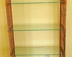 444 - Wicker Shelf w/ Glass 78 x 28 x 10