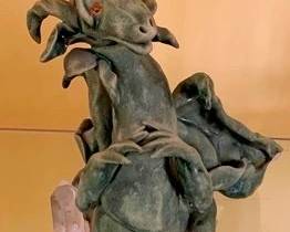 489 - Art Pottery Dragon, as is 6"