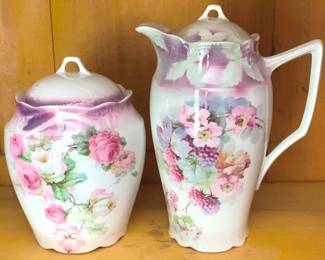 200 - German Biscuit Jar & Chocolate Pot 9"