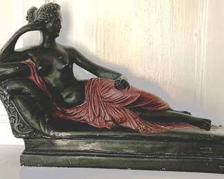 29 - Deco Style Chalkware Nude Statue 13 x 10 x 6