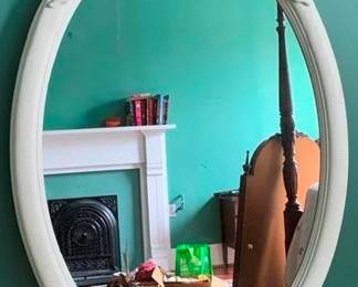 127 - Oval Carved & Painted Mirror 40 x 28