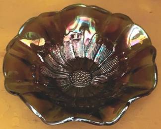 185 - Millersburg Cosmos Carnival Glass Bowl 6"