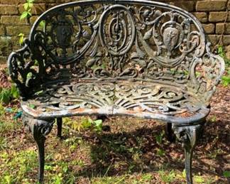 654 - Vintage Cast Iron Bench 30 x 37 x 14