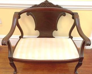 169 - Vintage Empire Carved Settee 38 x 39 x 19