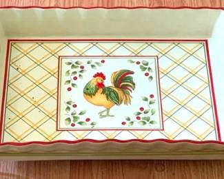 159 - Rooster Dish on Stand 3 x 17 x 10