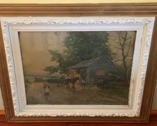 96 - Vintage Print in Carved Frame 25 x 28