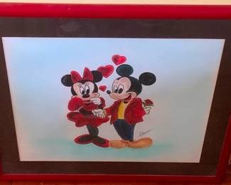 93 - Signed Mickey & Minnie Mouse Drawing 19 x 22