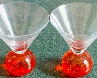 323 - 2 Martini Glasses, Controlled Bubble Base 5"