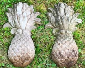 436 - Pair Concrete Pineapple Decor 20 x 12