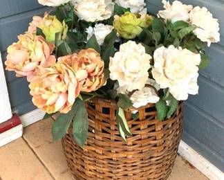 46 - Basket w/ Faux Flowers 22" Overall