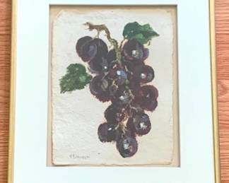 147 - Signed Grape Artwork on Paper 13 x 11