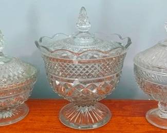 276 - 3 Wexford Glass Candy Dishes 10"