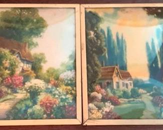 214 - Pair Framed Prints in Bubble Frames 5 x 4.5