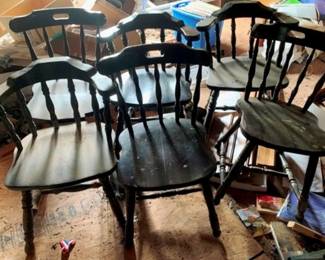 297 - Set of 6 Vintage Wood Chairs 28 x 18 x 19