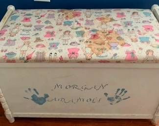 103 - Painted & Upholstered Top Child's Toy Box 20 x 32 x 17
