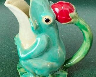 355 - Frog Pitcher 8" signed