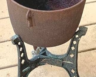 54 - Cast Iron Pot w/ Stand 17" Tall