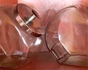 332 - 2 Lidded Glass Store Jars 8"