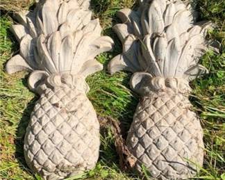 619 - Pair Concrete Pineapple Decor 19"