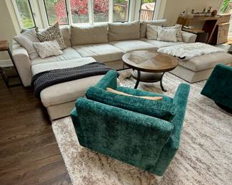 Family Room: Sectional and Swivel Chairs by Joybird and Safavieh Hudson Shag Rug. Made In Turkey (Ivory/Beige) Size 9' x 12'