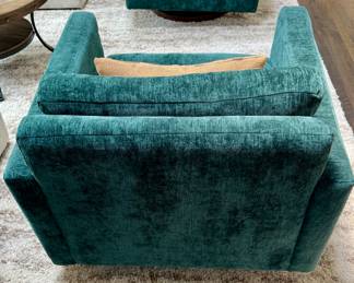 2 Joybird Eliot Swivel Chairs in Blue/Green Upholstery