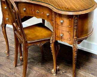 Beautiful Antique Kidney Shaped Satinwood Desk