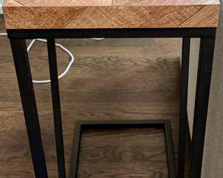 Modern Side Table with Black Metal Base