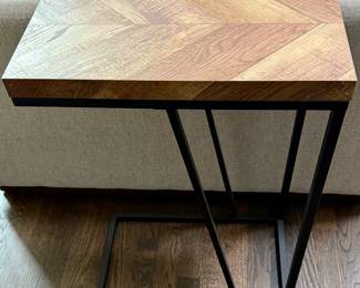 Modern Side Table with Black Metal Base