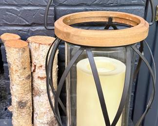 Pair of these Hurricane Candle Holders and Birch Logs