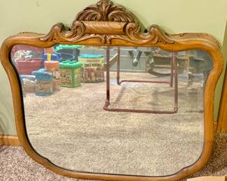 Beautiful Vintage Hand-Carved Oak Mirror
