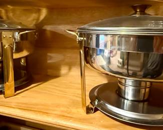 Pair of Chafing Dishes in Stainless Steel